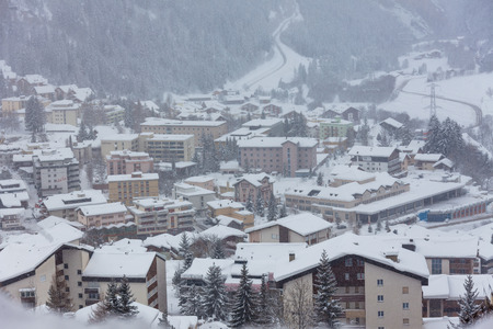 Snow covered town in Switzerlandのeditorial素材