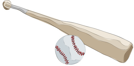 Painting of baseball leather ball and batのイラスト素材