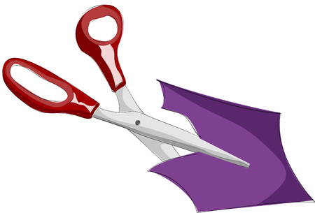 Painting of cutting paper with scissorsのイラスト素材