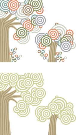 tree in two different color version pattern - graphic designのイラスト素材