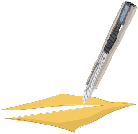 Painting of cutting paper with cutterのイラスト素材