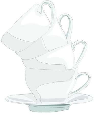 Painting of mug setのイラスト素材