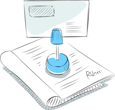 Business sketches of signature on documentのイラスト素材