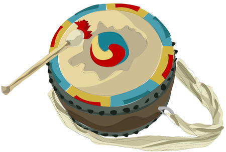 Painting of Korea traditional drumのイラスト素材