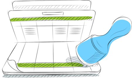 Business sketches of stamp with noteのイラスト素材