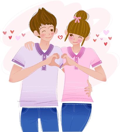 Happy couple having romantic timeのイラスト素材