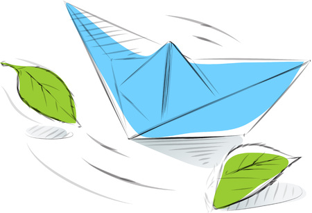 Business sketches of paper boatのイラスト素材