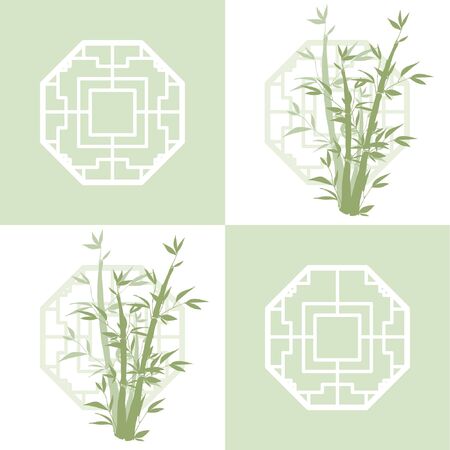 Traditional window and bamboo patternのイラスト素材