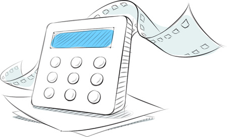 Business sketches of calculator with receiptのイラスト素材