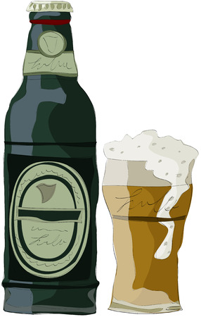 Painting of bottle beerのイラスト素材