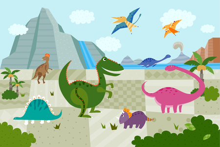 Dinosaur living in the jungleのイラスト素材