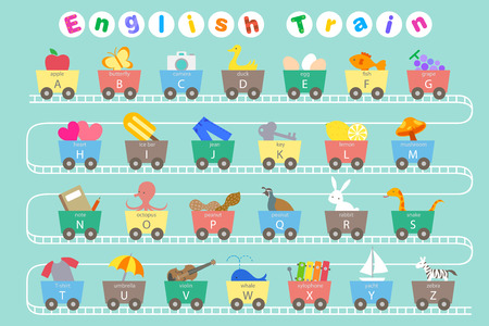 Funny alphabet pictures for children word studyのイラスト素材