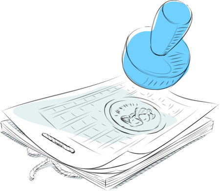 Business sketches of excellent stamp on manuscript paperのイラスト素材