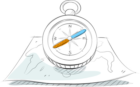 Business sketches of compass on mapのイラスト素材