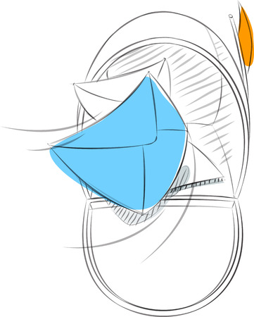 Business sketches of mail on postboxのイラスト素材