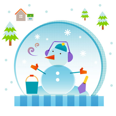 Snowman on winter dayのイラスト素材
