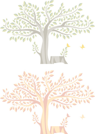 Tree in two different color version patternのイラスト素材