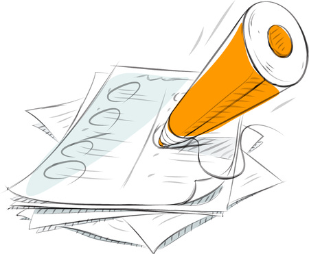 Business sketches of test paper and pencilのイラスト素材