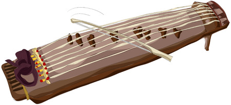 Painting of Korea traditional music instrument - geomungoのイラスト素材
