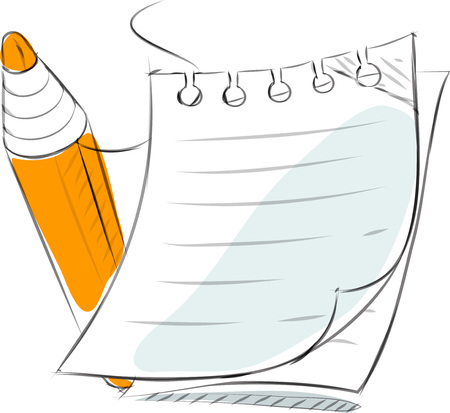 Business sketches of note and pencilのイラスト素材