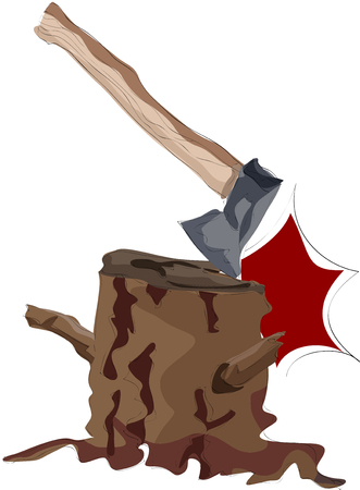 Painting of stump with an axのイラスト素材