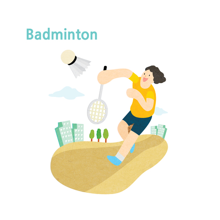 Woman playing badmintonのイラスト素材