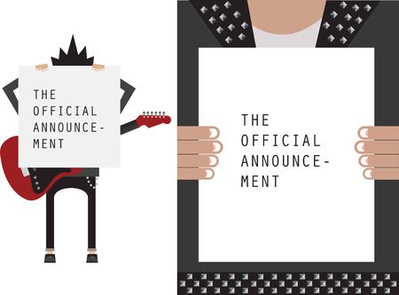 Musician with notice boardのイラスト素材