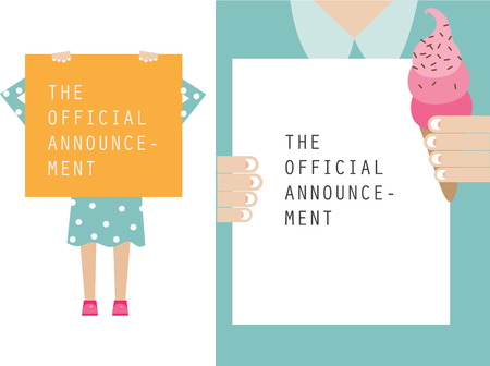 Girl with notice boardのイラスト素材