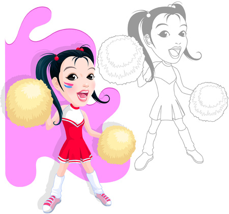 Beautiful cheerleader posing sketchのイラスト素材