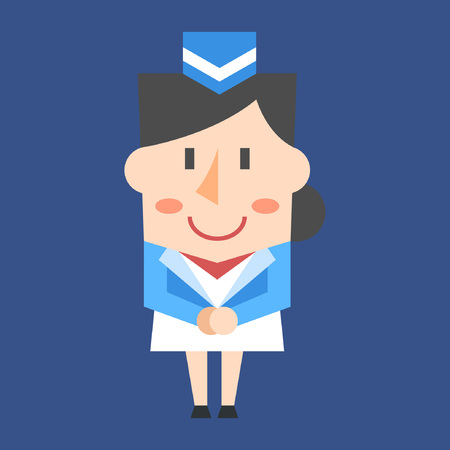 Stewardess on blue backgroundのイラスト素材