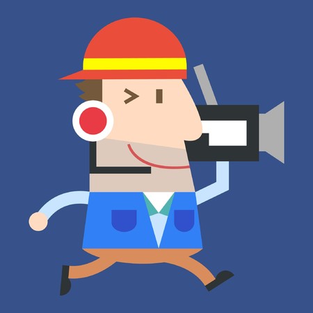 Movie director working on blue backgroundのイラスト素材