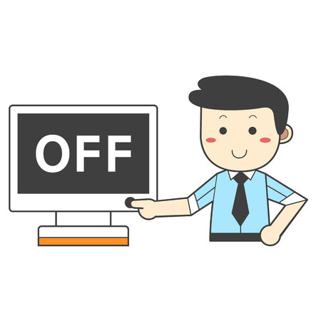 Man turning off the power - saving energyのイラスト素材