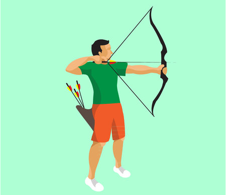 Man doing archery flat designのイラスト素材