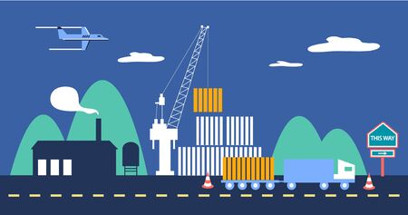 Cargo and Industry factoryのイラスト素材