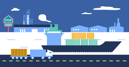 Cargo container ship transportのイラスト素材