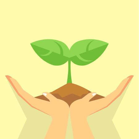 Hand holding sproutのイラスト素材