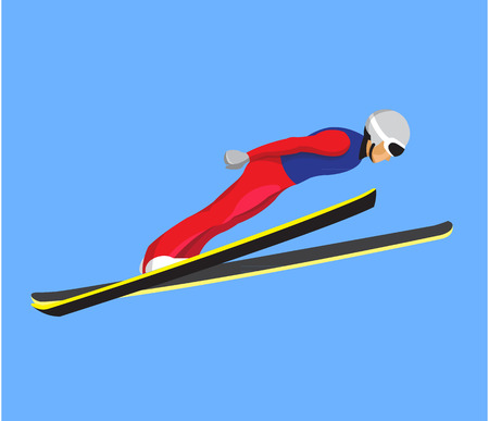 Man ski jumping flat designのイラスト素材