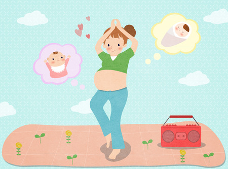 Pregnant woman doing yogaのイラスト素材