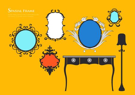 Set of various mirror ornate vintageのイラスト素材