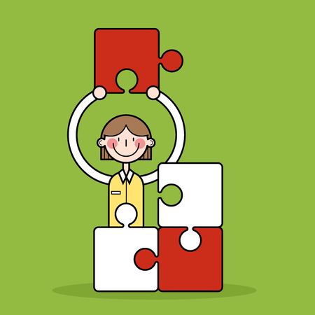 Woman with puzzleのイラスト素材