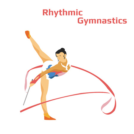 Young Woman gymnast with ribbonのイラスト素材