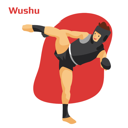 Athlete training wushuのイラスト素材
