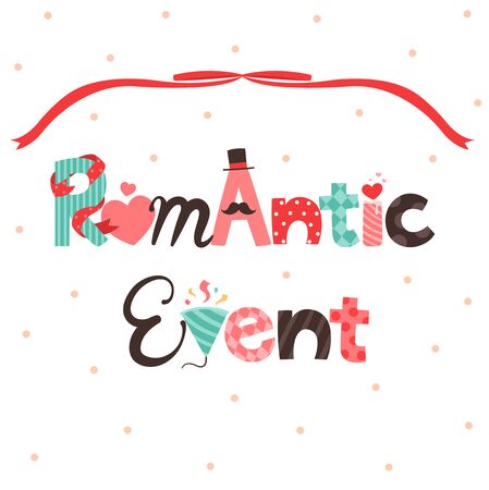 Romantic event design wordのイラスト素材