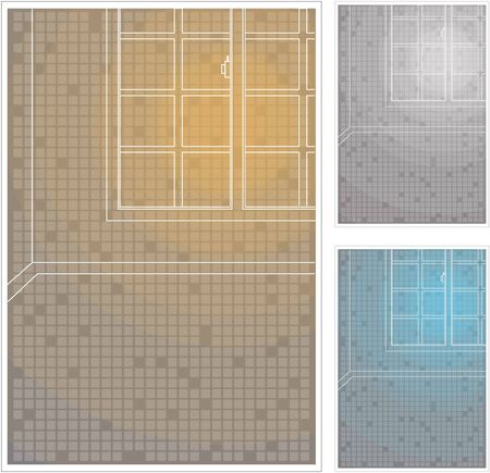 Various color of geometry pattern roomのイラスト素材