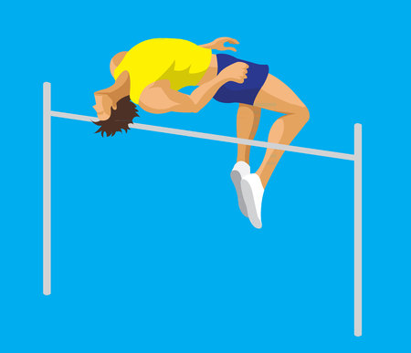 Man acting high jump flat designのイラスト素材