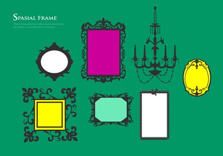 Set of various mirror ornate vintageのイラスト素材