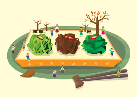 Chuseok - vegetable on plateのイラスト素材