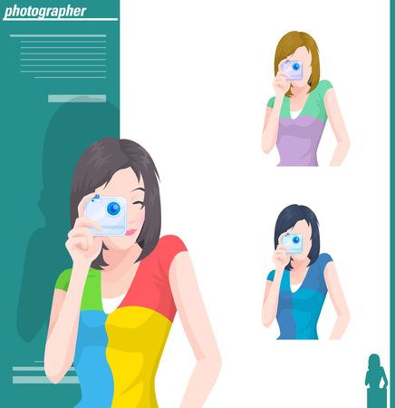 Various color of photographerのイラスト素材