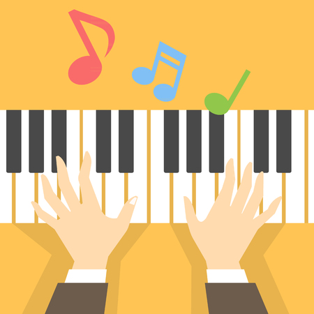 Hand playing pianoのイラスト素材