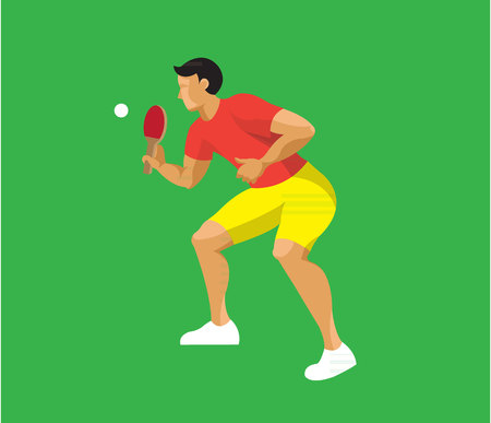Man playing ping-pong flat designのイラスト素材